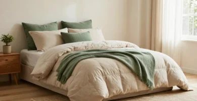 17 Beige and Green Bedding Ideas for a Soft Look