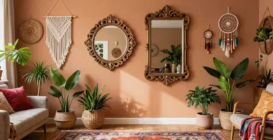 18 Bohemian-Inspired Wall Mirror Arrangements for Living Rooms