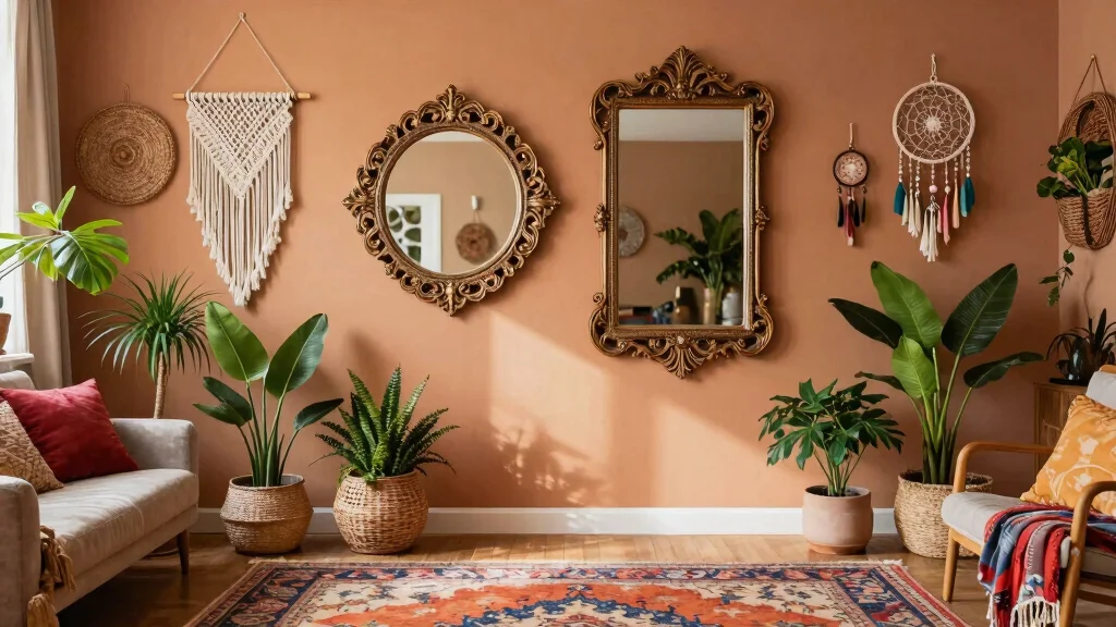 18 Bohemian-Inspired Wall Mirror Arrangements for Living Rooms