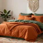 18 Burnt Orange and Green Bedding Ideas for Eclectic Bohemian Style