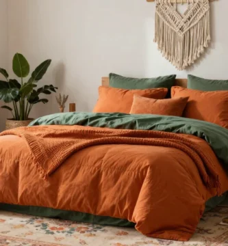 18 Burnt Orange and Green Bedding Ideas for Eclectic Bohemian Style