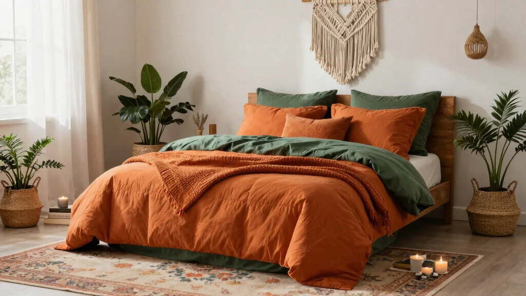 18 Burnt Orange and Green Bedding Ideas for Eclectic Bohemian Style