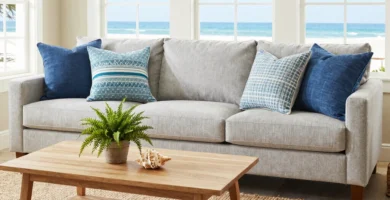18 Coastal-Inspired Blue Throw Pillows on Couch Ideas