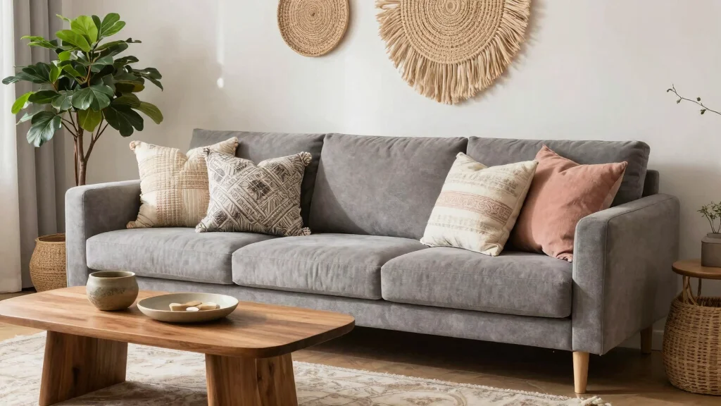 18 Grey Couch Throw Pillows Ideas for a Bohemian-Inspired Living Room