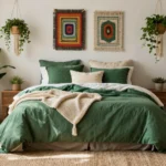 19 Boho Bedroom Green Bedding Ideas