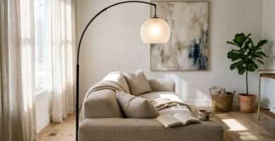 best floor lamps behind couch